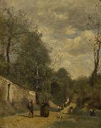 Een straat in Ville d'Avray Jean-Baptiste Camille Corot